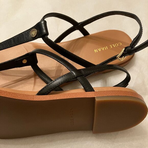 Cole Haan Flora Leather Black Thong Sandals 7B - Picture 4 of 8